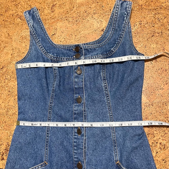 Banana Republic Vintage 90’s Y2K Denim Full Button Down Sleeveless Dress Sz 4 - Picture 8 of 16